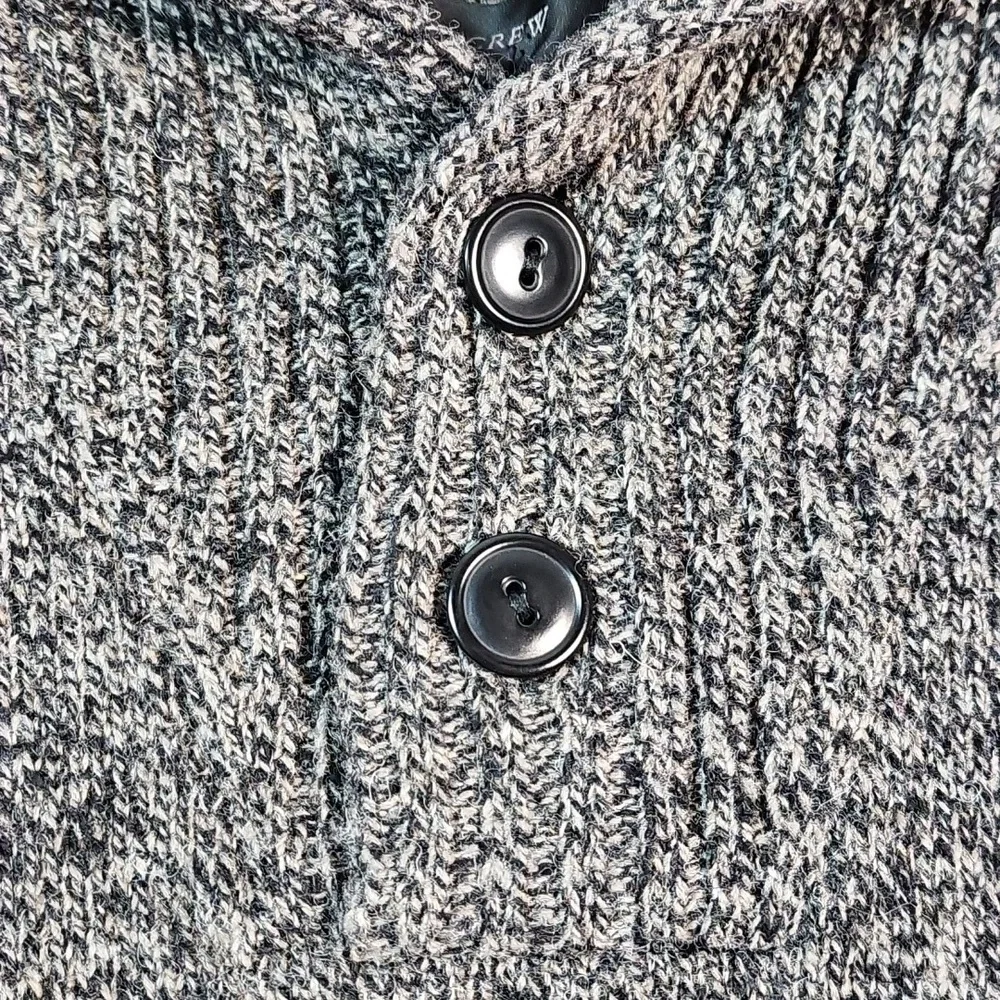 J. Crew 100% Lamb's Wool Charcoal Marled Knit Shawl Collar Slim Fit Sweater